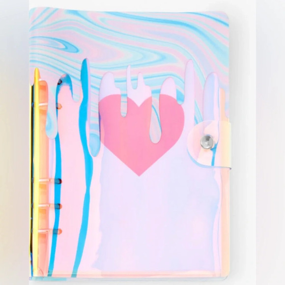 Pink Heart Drip Design Spiral Notebook - Picture 1 of 2